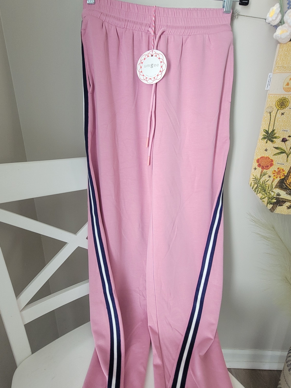 Umgee Pink Drawstring Joggers with Braided Cord Size S